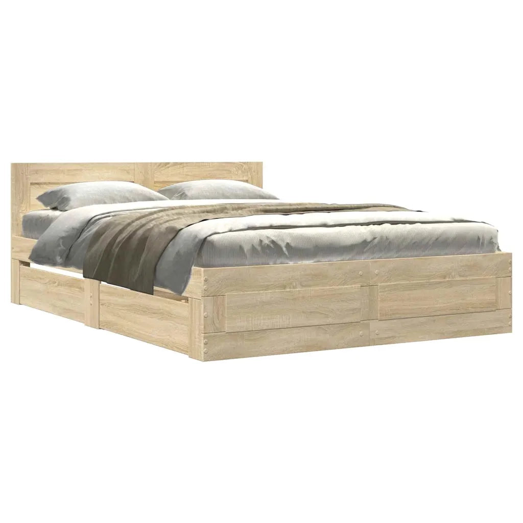 Letto matrimoniale | Letto per adulti | Struttura del letto 2 pcs Sonoma 137 x 188 cm Legno multistrato