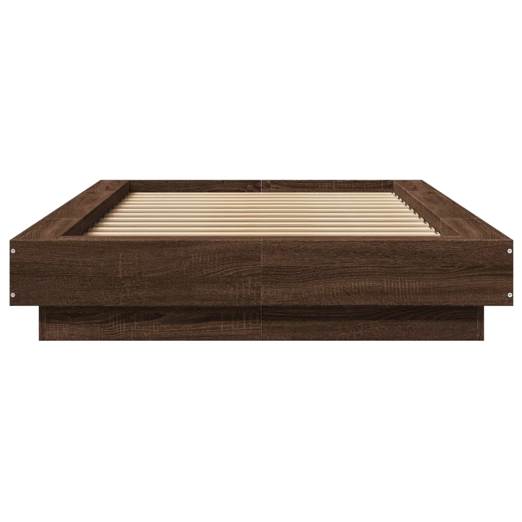 Giroletto Luci LED-Struttura Letto con LED Rovere Marrone 100x200 cm Legno Multistrato 490961