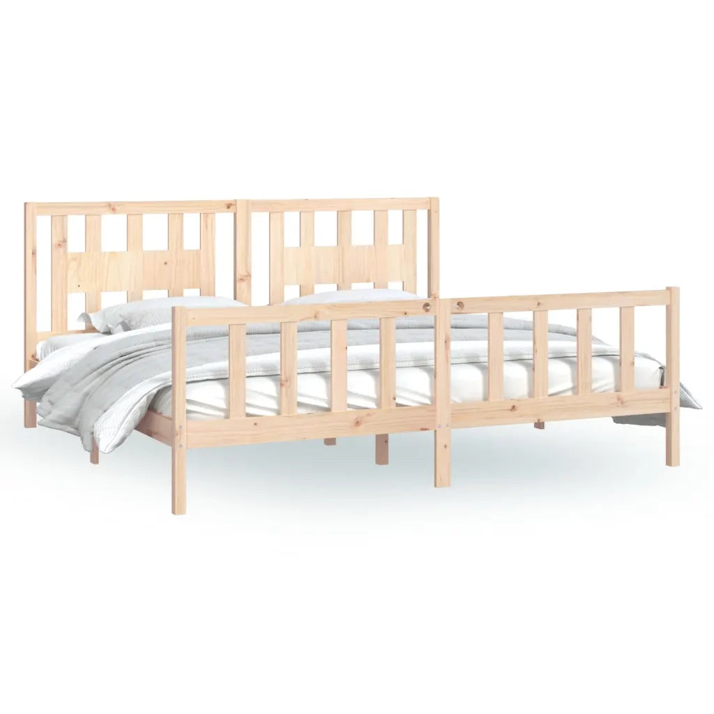 Giroletto con Testiera-Struttura Letto con testiera in Legno Massello di Pino 200x200 cm