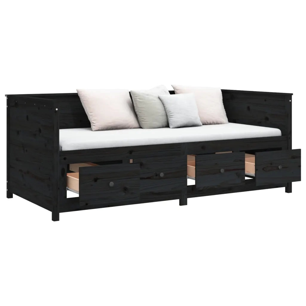 Dormeuse Nera 90x190 cm in Legno Massello di Pino cod mxl 58311