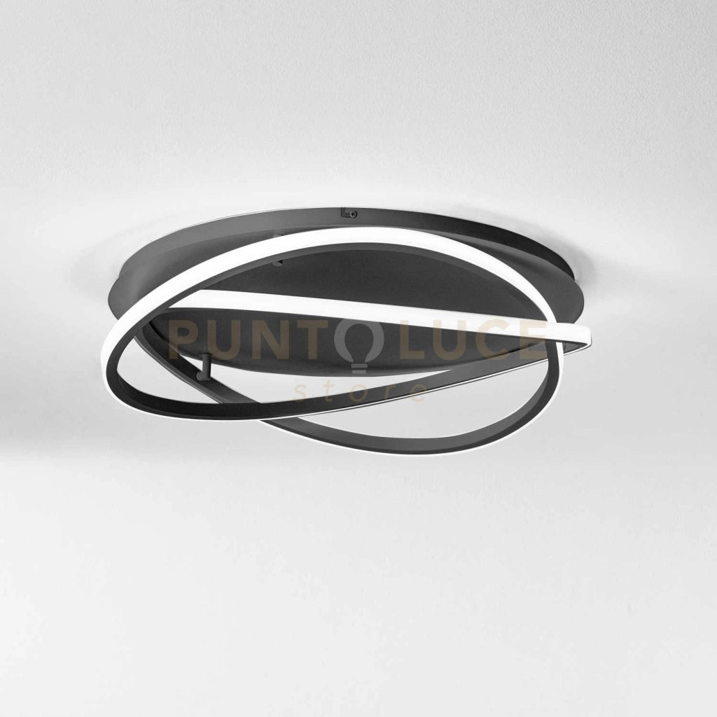 ATIA P/M - LAMPADARIO A SOFFITTO NERO A LED 3000K 2600LM 50W IN ALLUMINIO E SILICONE DIMMERABILE D.60CM