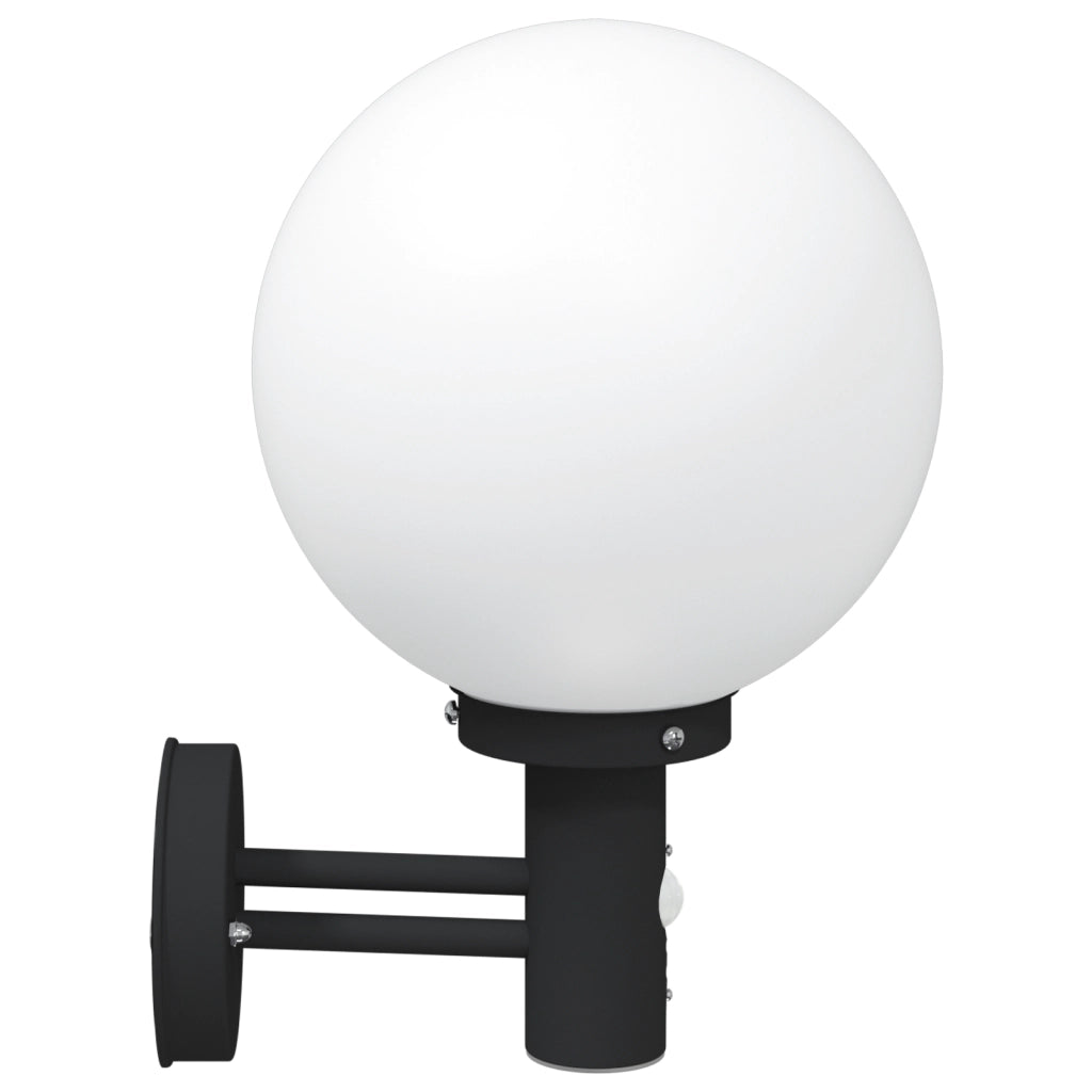 Lampada da Parete Esterno con Sensore Nera Acciaio Inossidabile IP44