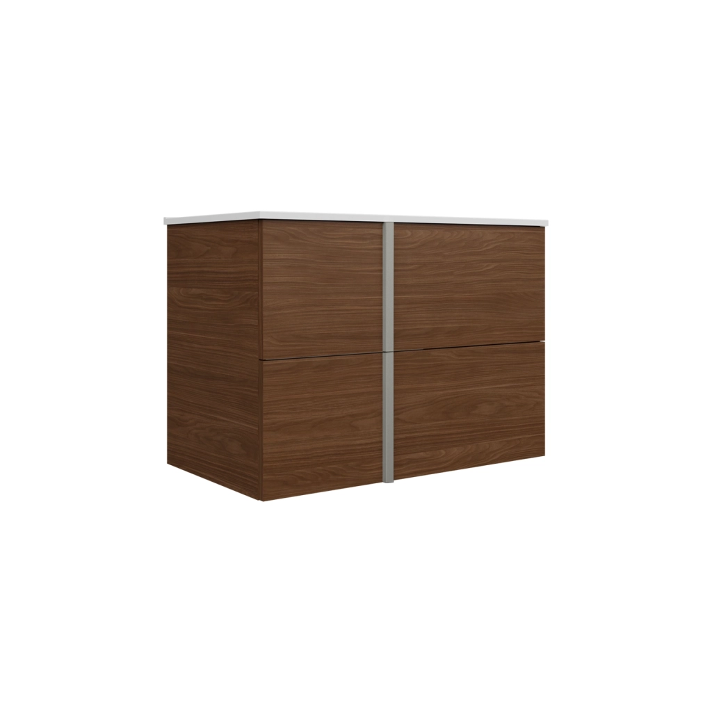 Mobile da bagno sospeso 100cm noce scuro con lavabo e specchio | Hoia