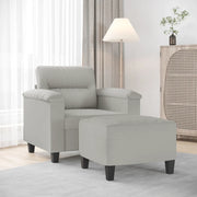 Divano Sedia-Poltrona con Poggiapiedi Grigio chiaro 60 cm Tessuto Microfibra