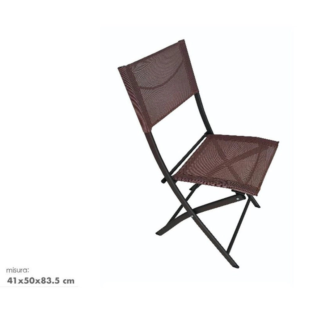 Trade Shop - Sedia Sharm In Ferro Textilene Polipropilene Marrone 41x50x83.5cm Pieghevole 529004 -
