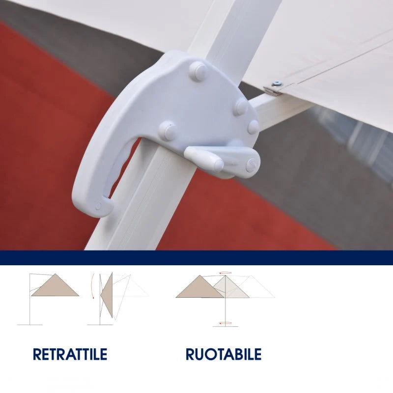 Ombrellone a braccio 3 x 4 in alluminio palo Bianco Top Eventi