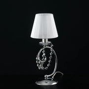 Lumetto Shabby Chic Magda Metallo E Cristallo Cromo 1 Luce E14 Con Paralume