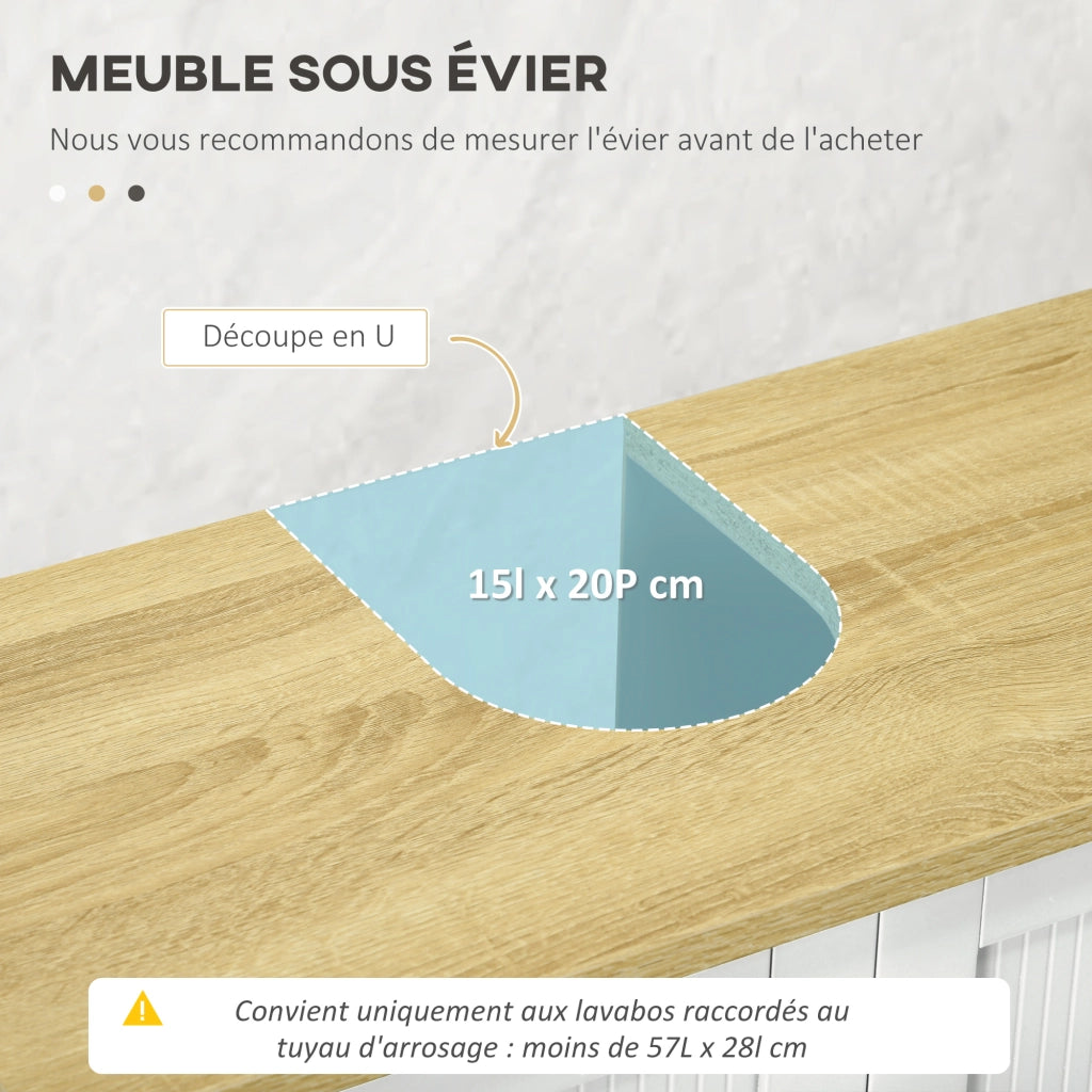Mobile sottolavabo con ante e ripiani regolabili ¨C Zephmum ¨C Bianco 60x30x60 cm