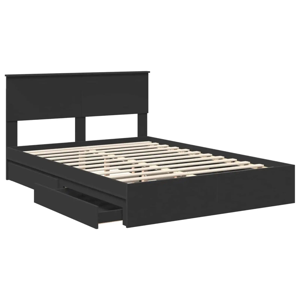 Letto con Contenitore Nero 135 x 190 cm Legno multistrato 3410806