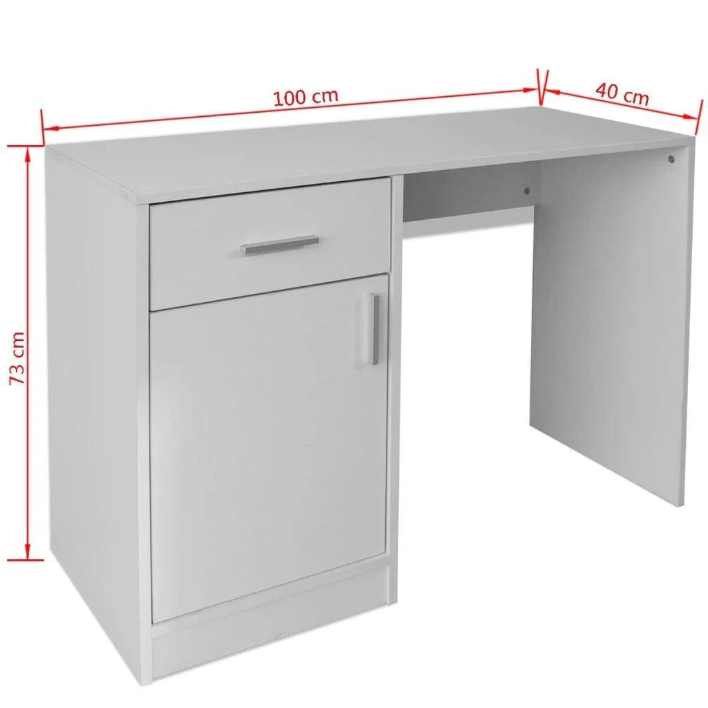 Scrivania per computer con cassetto e armadietto 100 cm bianco 0502060