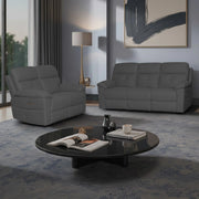 Set divani Kayde 2 e 3 posti recliner elettrici in tessuto Mia 103-27 grigio scuro