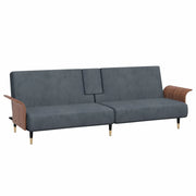Divano letto | Sof¨¤ letto | Letto singolo con Portabicchieri in Velluto Grigio Scuro