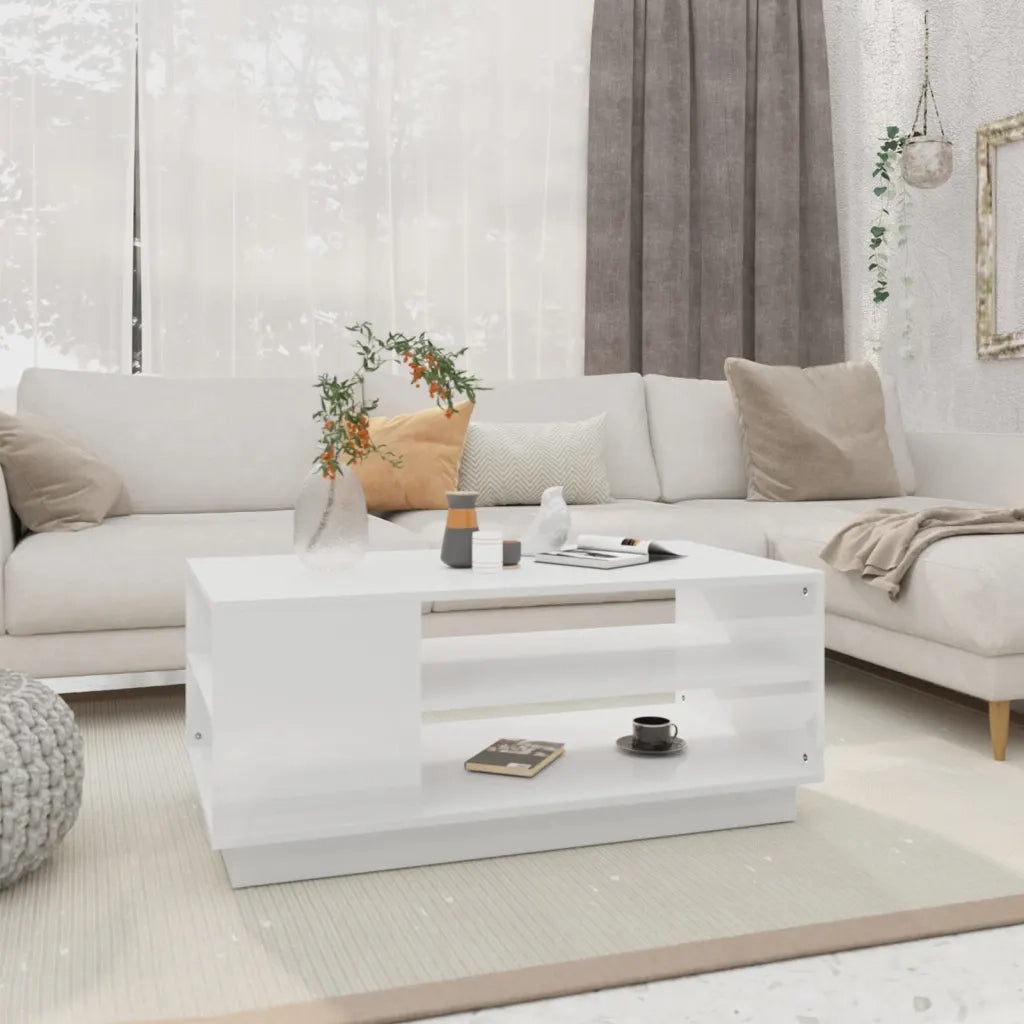 Tavolino da salotto | Tavolino da caff¨¨ | Tavolino da Soggiorno Bianco 102x55x43 cm in Truciolato