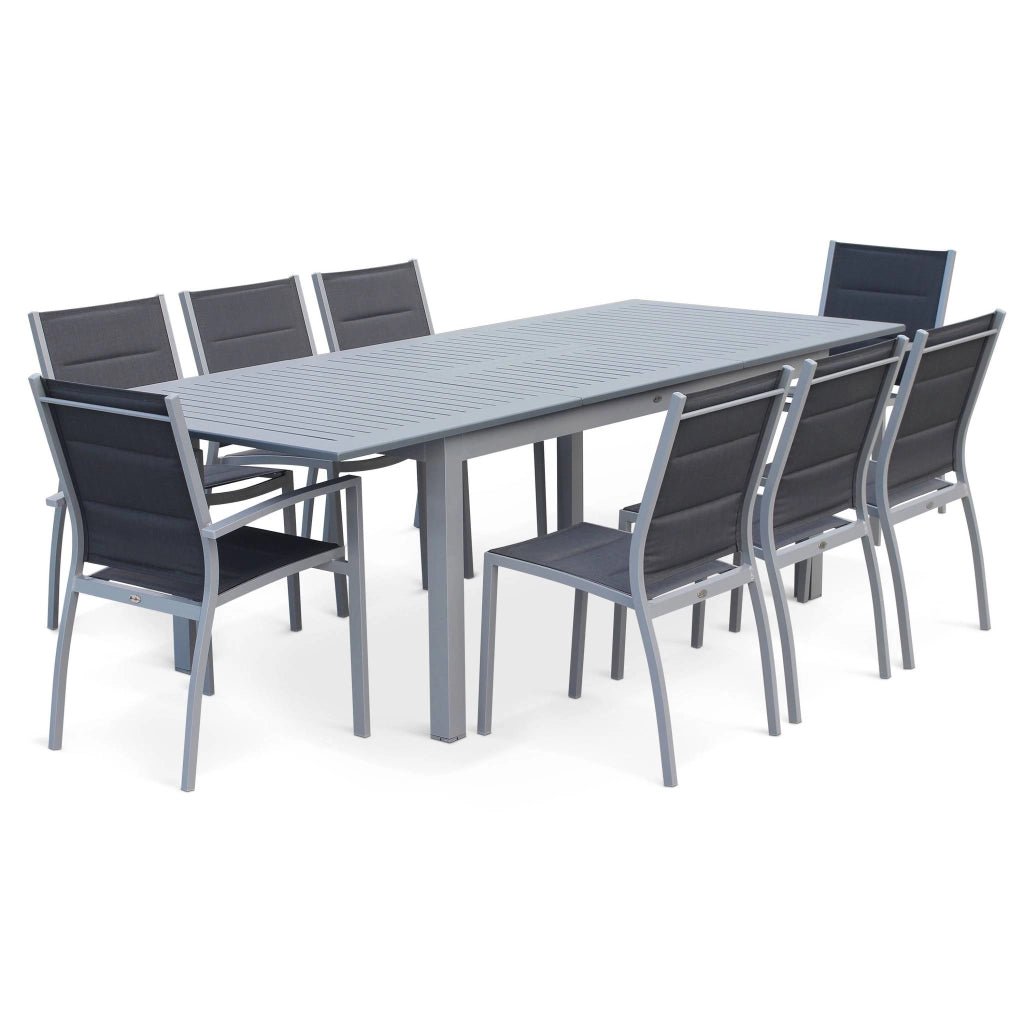 Tavolo da giardino allungabile in alluminio 8 posti, grigio