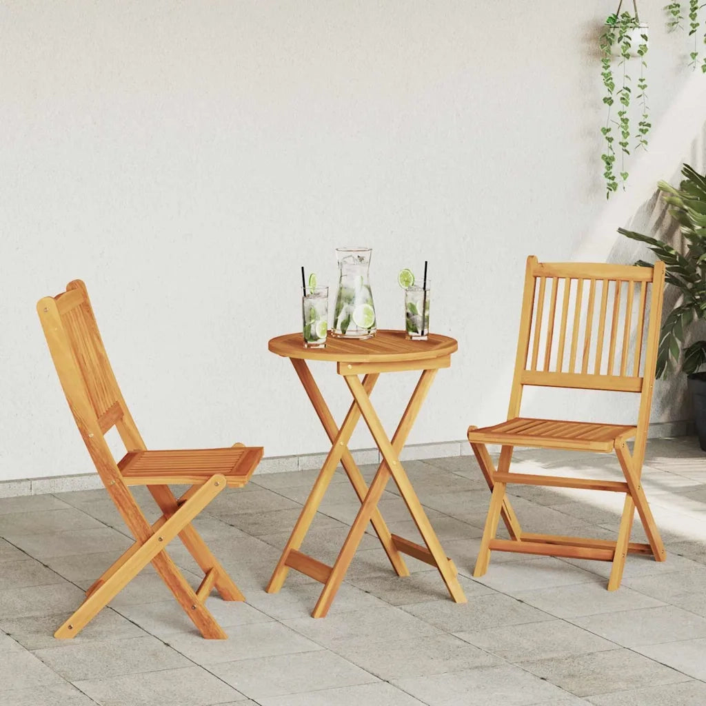 Set Bistro da Giardino 3 pz | Set Salotto da Giardino Marrone Legno di Acacia Massello