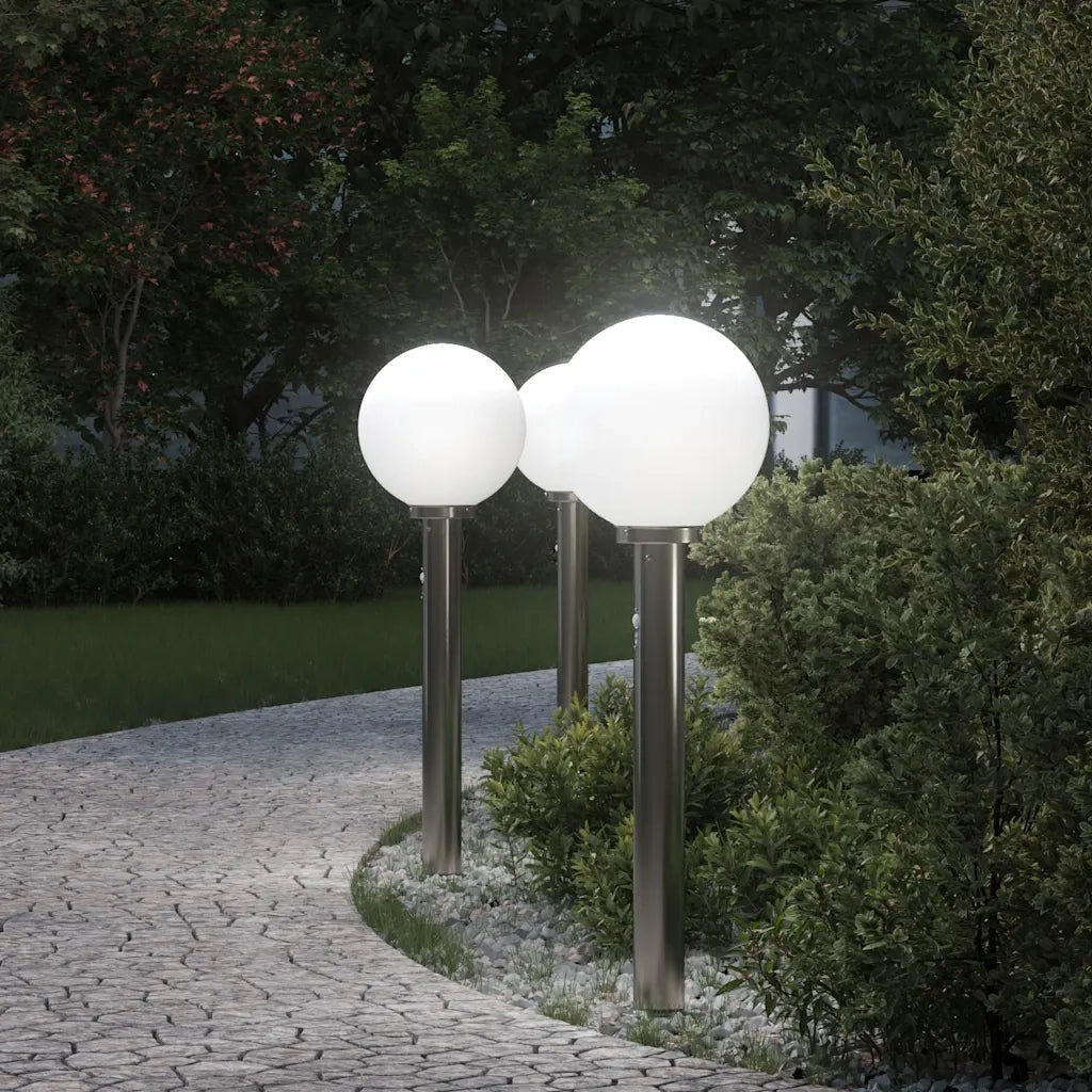 Lampioni a dissuasore con sensore 3 pz 80 cm Acciaio Inox IP44 4006100