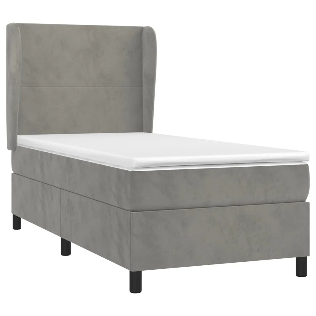 Giroletto a Molle con Materasso Grigio Chiaro 90x190 cm Velluto 3129063