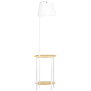 Lampada da terra 162 cm 40 W, lampada da appoggio con 2 ripiani e paralume in lino in metallo bianco per soggiorno e camera da letto