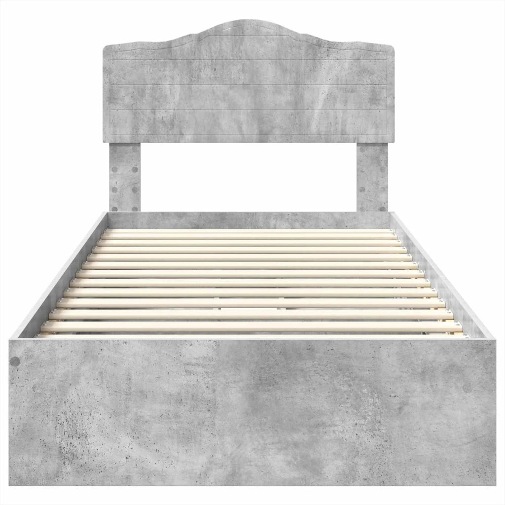 Letto con Contenitore con testiera Grigio cemento 90 x 190 cm