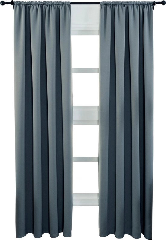 Tende - 2 pezzi - 100% Poliestere - Tendina/Parasole/Vetrata - Oscurante e Termoisolante - Grigio chiaro - 135x245cm