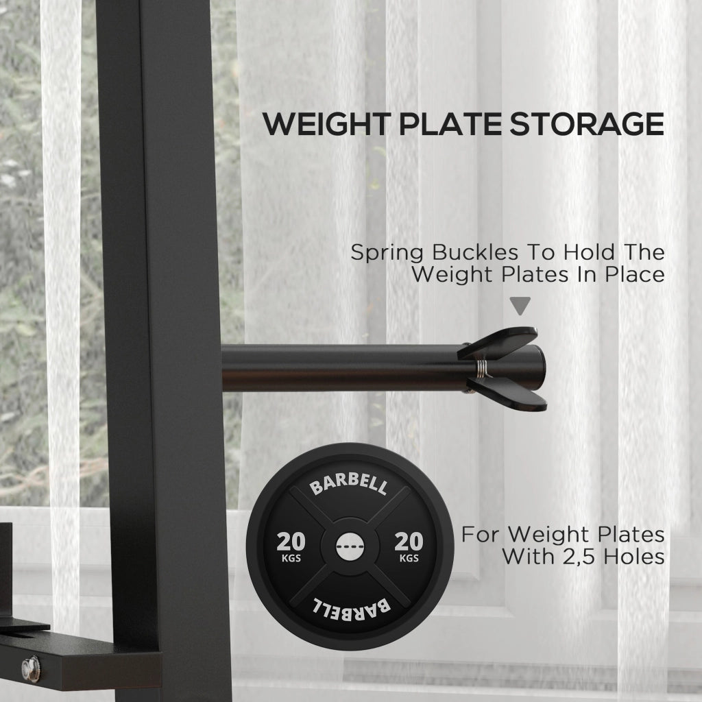 EasyComfort Rastrelliera per Manubri in Acciaio con 4 Aste Regolabili per Pesi e Kettlebell, 131x75x80 cm, Nero