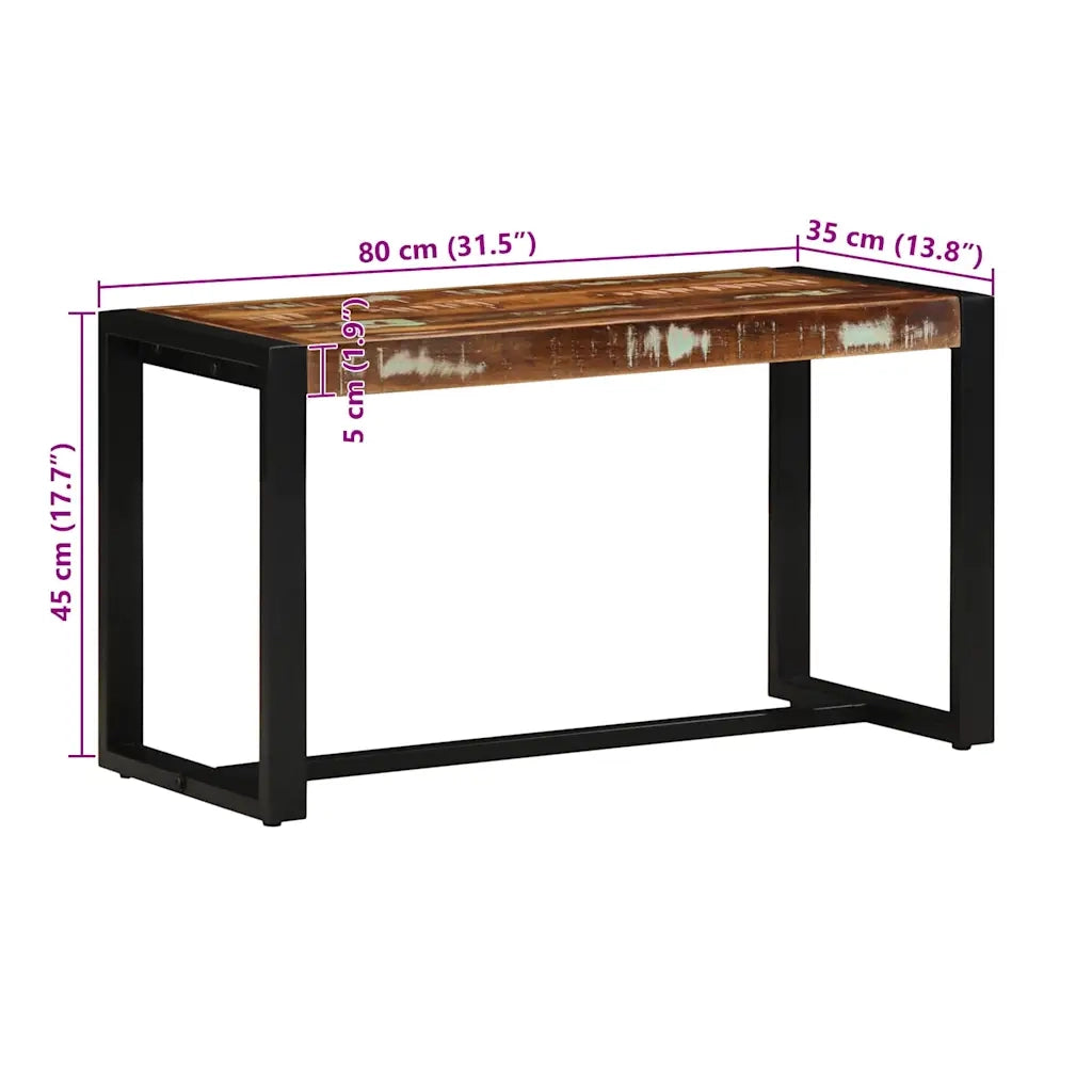 Panca-Sgabello Multicolore 80x35x45 cm in Legno Massello Recupero