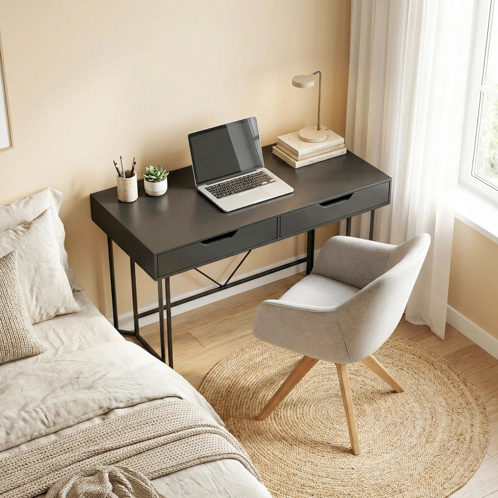 Scrivania con 2 cassetti ¨C Zephmum ¨C Nero 120x60x77 cm