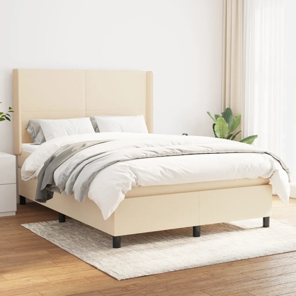 Giroletto a Molle con Materasso Crema 140x200 cm in Tessuto 3131278