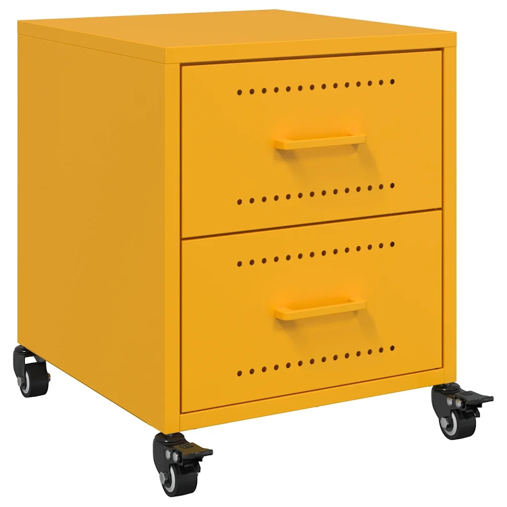 Comodini 2 pz-Set di 2 Tavolino da notte Giallo Senape 36x39x43,5 cm in Acciaio 525106