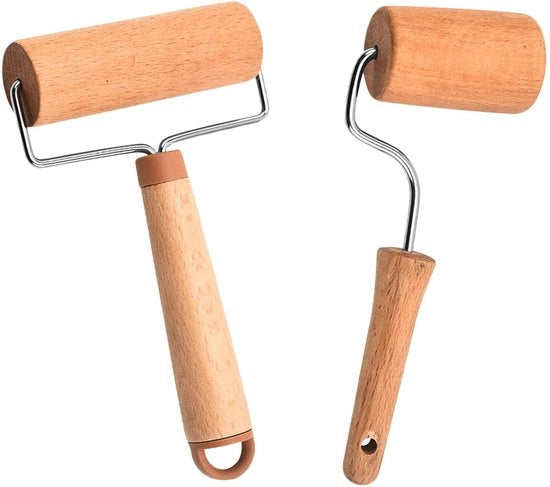 Set di impastatrice in legno a rotella - 2 pezzi - Ideale per la preparazione di pizza e dessert - Perfetto per gli appassionati di cucina
