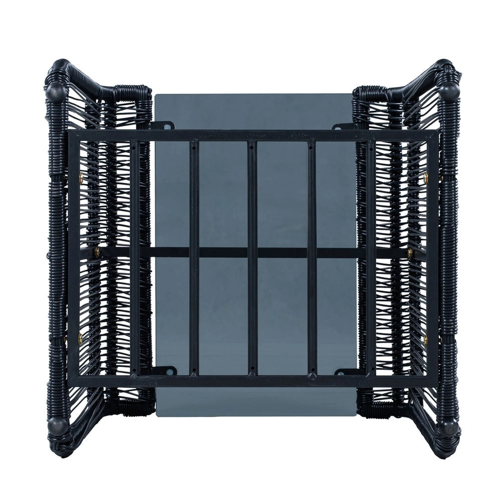 Set Giardino 5 Pezzi con Tavolo, 2 Sedie e 2 Sgabelli in Polyrattan ¨C Xylo ¨C con Cuscini e Piano in Vetro