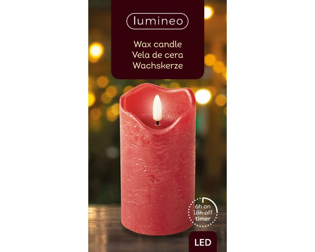 Candela LED ondulata in cera stabile per H 13 x 7 cm