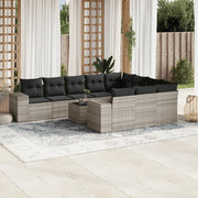 Set Divani da Giardino 11 pz con Cuscini in Polyrattan Grigio 3223101