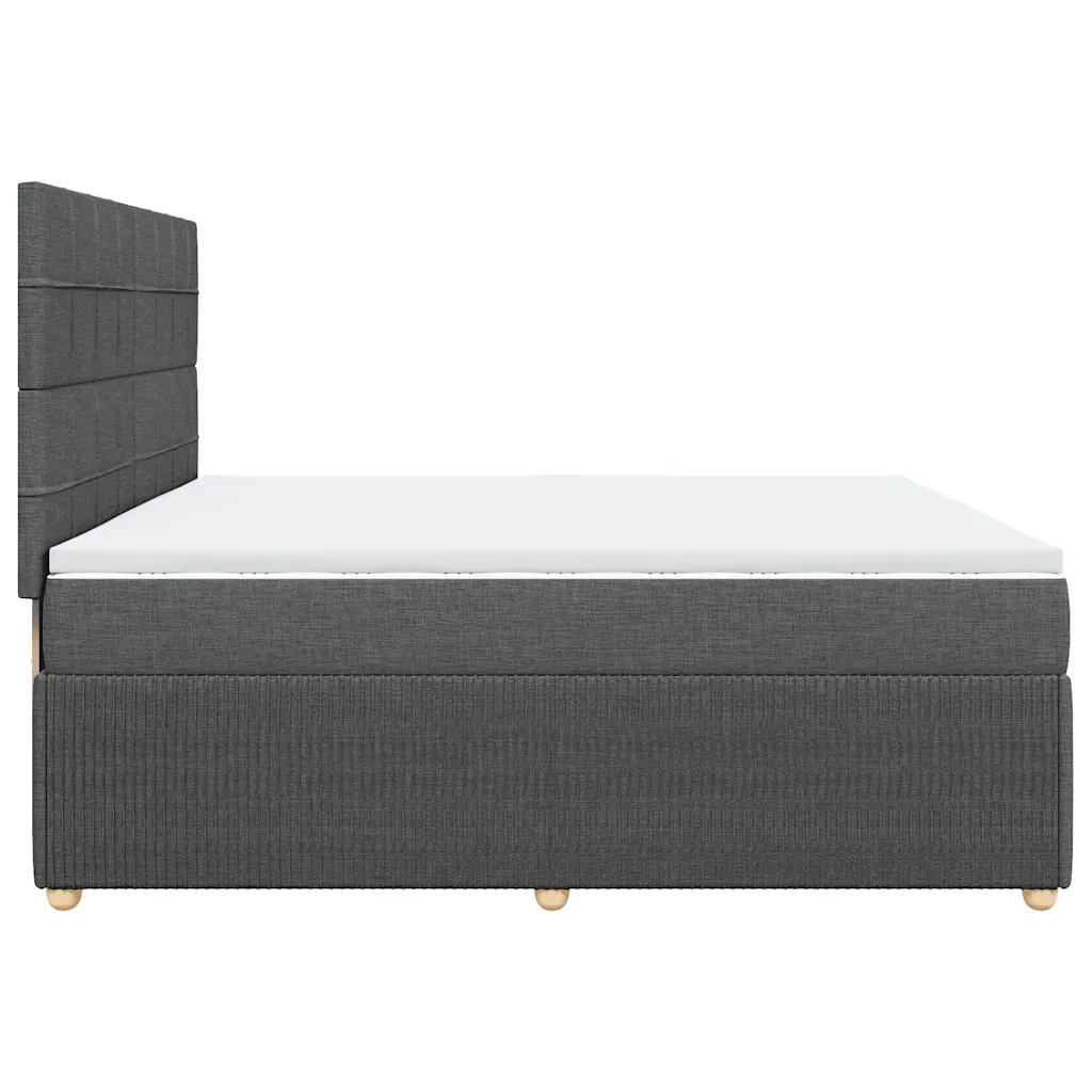 Giroletto a Molle con Materasso Grigio Scuro 200x200 cm Tessuto