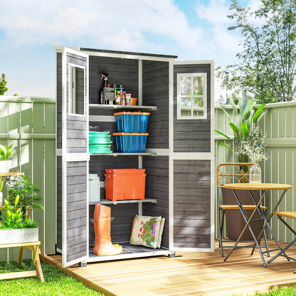 Casetta Attrezzi da Giardino con 2 Finestre ¨C Xylo ¨C Legno di Abete Grigio Chiaro 91x69x192cm