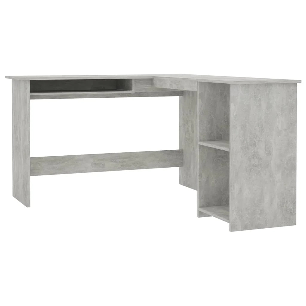 Scrivania tavolo postazione di lavoro mobile per computer scrivania angolare a L legno ingegnerizzato grigio 02_0023684