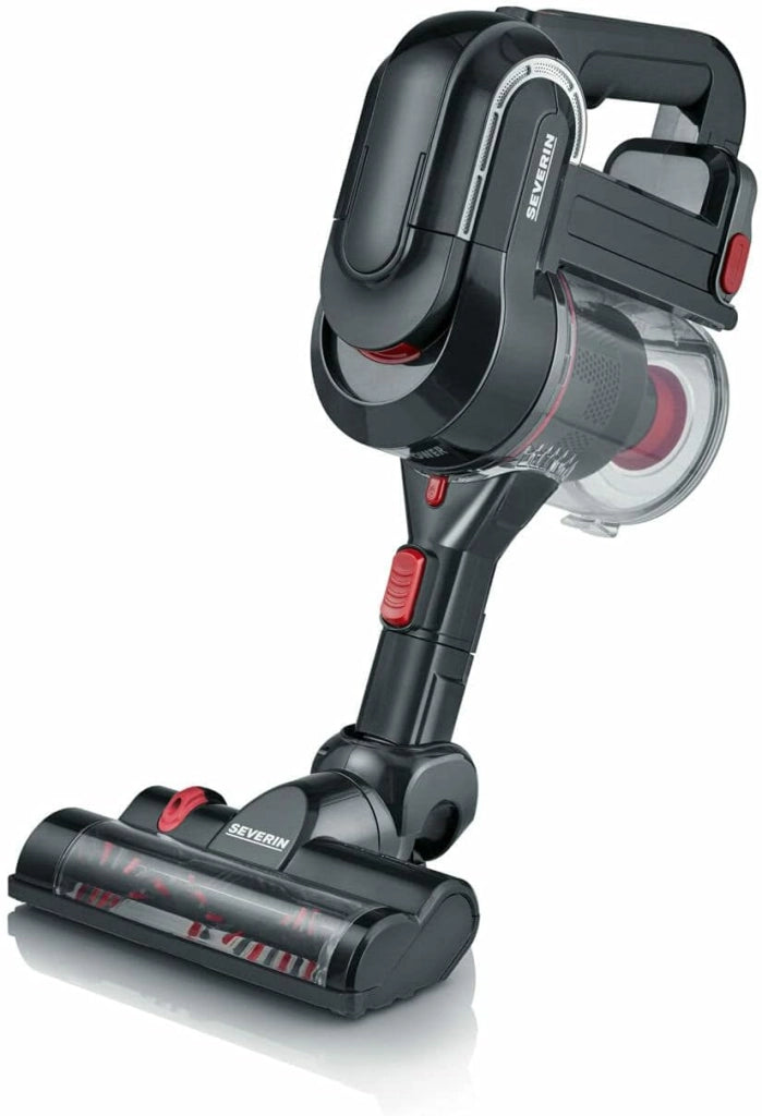 Severin hv7157 scopa aspirapolvere a manico con spazzola a led per motore , nero/rosso