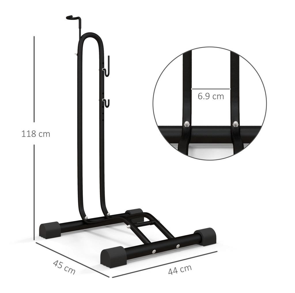 Supporto bici verticale orizzontale 41x41x121 cm metallo nero regolabile