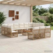Set di divani da esterno 14 pcs Naturale e Bianco Crema 3437792