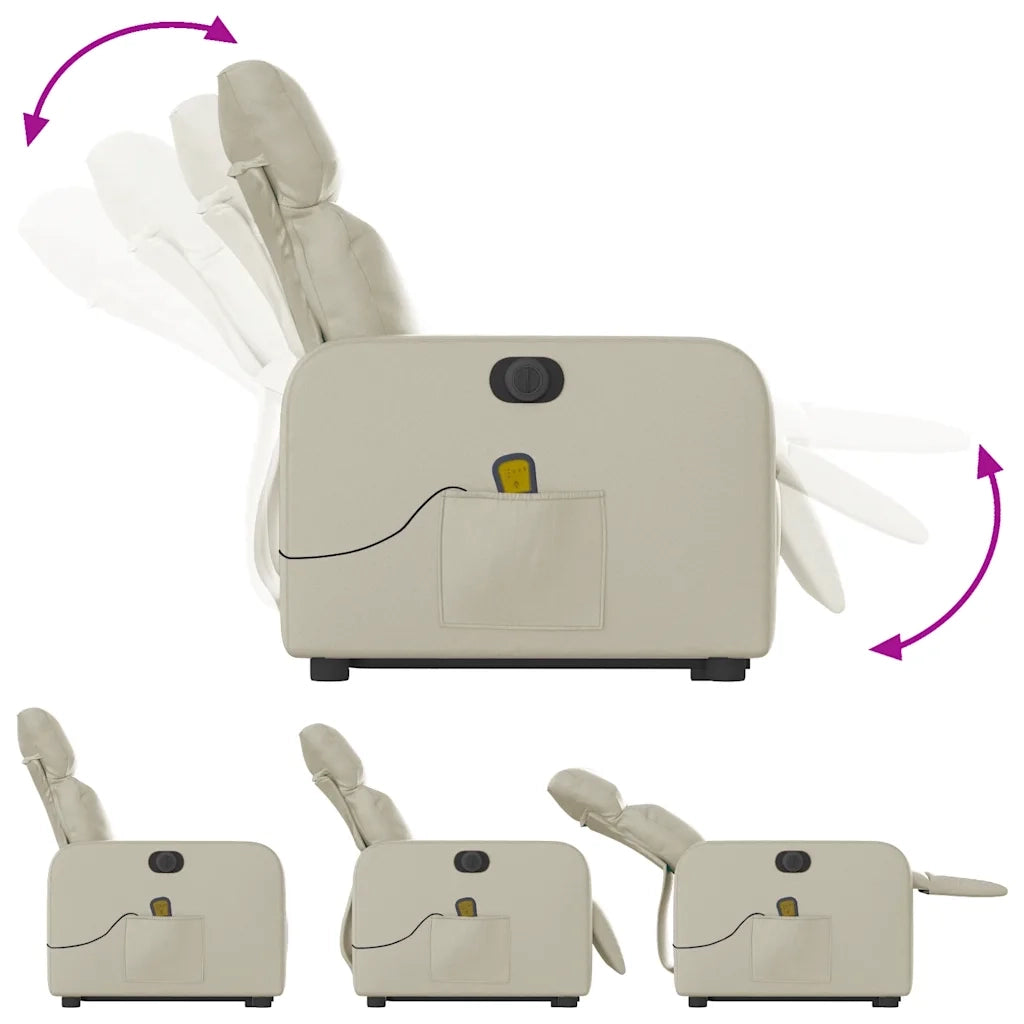 Poltrona Alzapersona Elettrica Reclinabile Crema in Similpelle 3206771