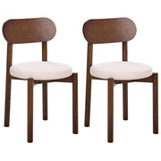 Set di 2 sedie da pranzo con seduta in tessuto e struttura in legno, senza braccioli marrone e beige chiaro stile scandinavo