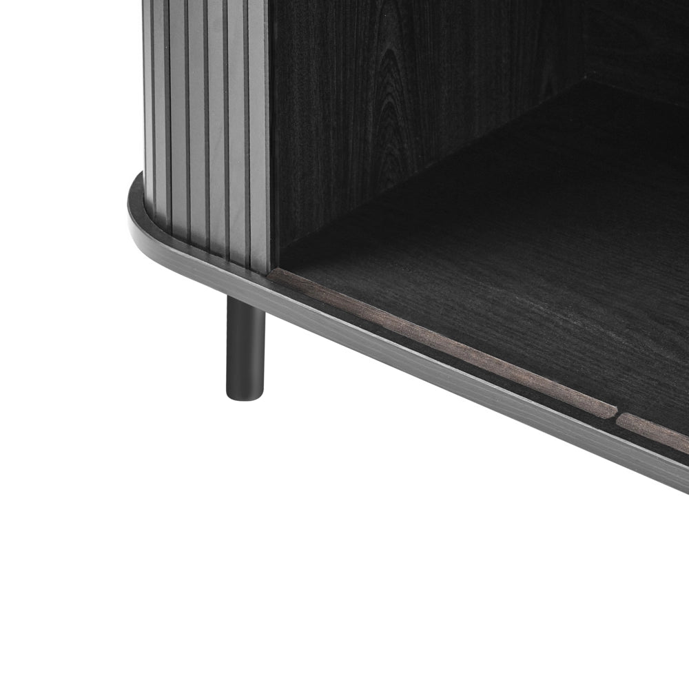 Credenza retrò ad ante scorrevoli MDF Gambe in metallo Legno scuro camera da letto soggiorno