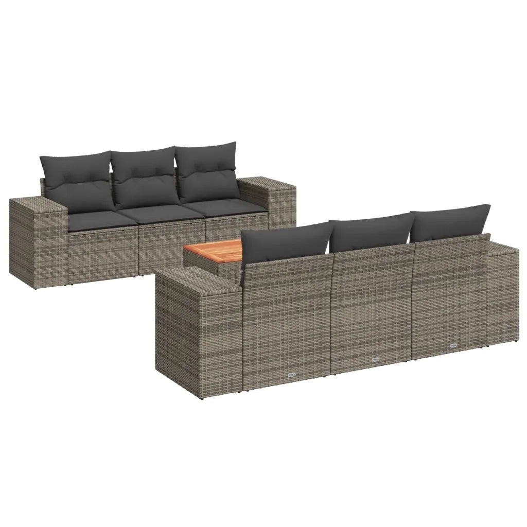Set Divani da Giardino 7 pz con Cuscini Grigio in Polyrattan 3225339