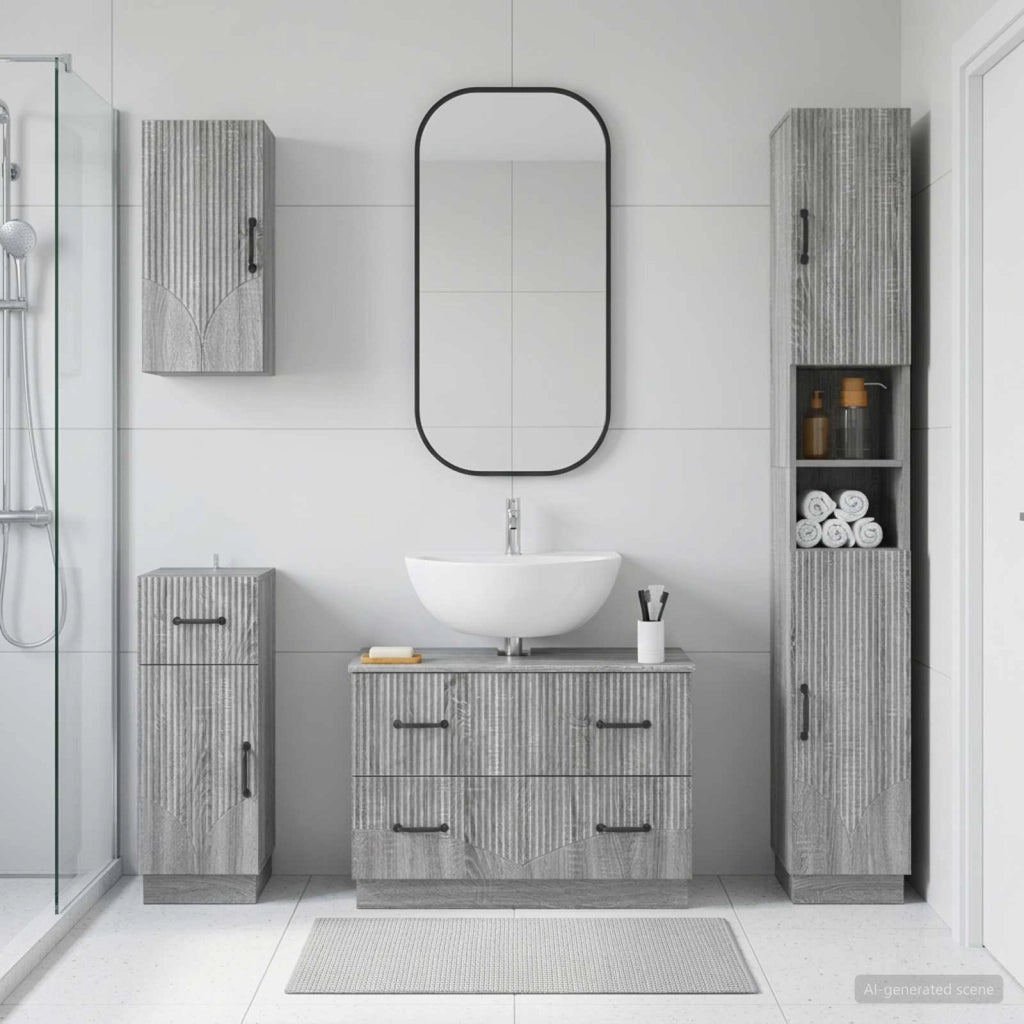 Set di Mobili da Bagno da 4 Pezzi HOORN Sonoma grigio 3417960