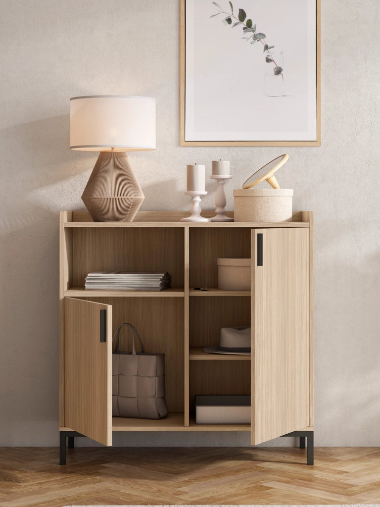 Credenza da ingresso Herdasa effetto noce chiaro 88x90x33