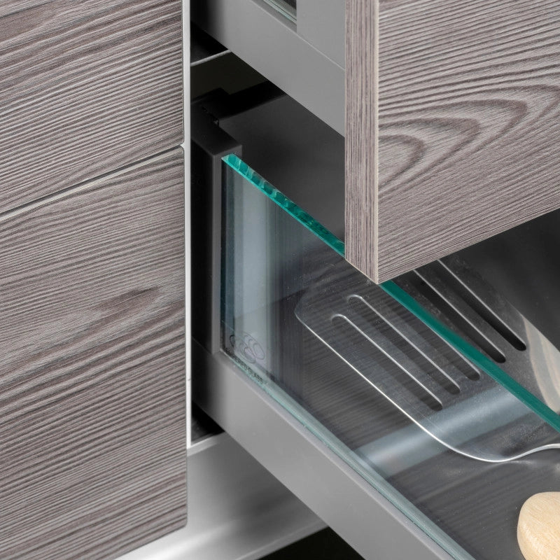 Cassetto esterno Vertex 40 kg con laterale in vetro 131 mm di altezza, 500 mm di profondità, Acciaio, Alluminio e Vet..