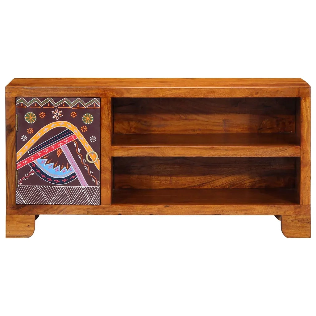Mobile Porta TV Multicolore 90x30x45 Legno Massello di Acacia 4016505