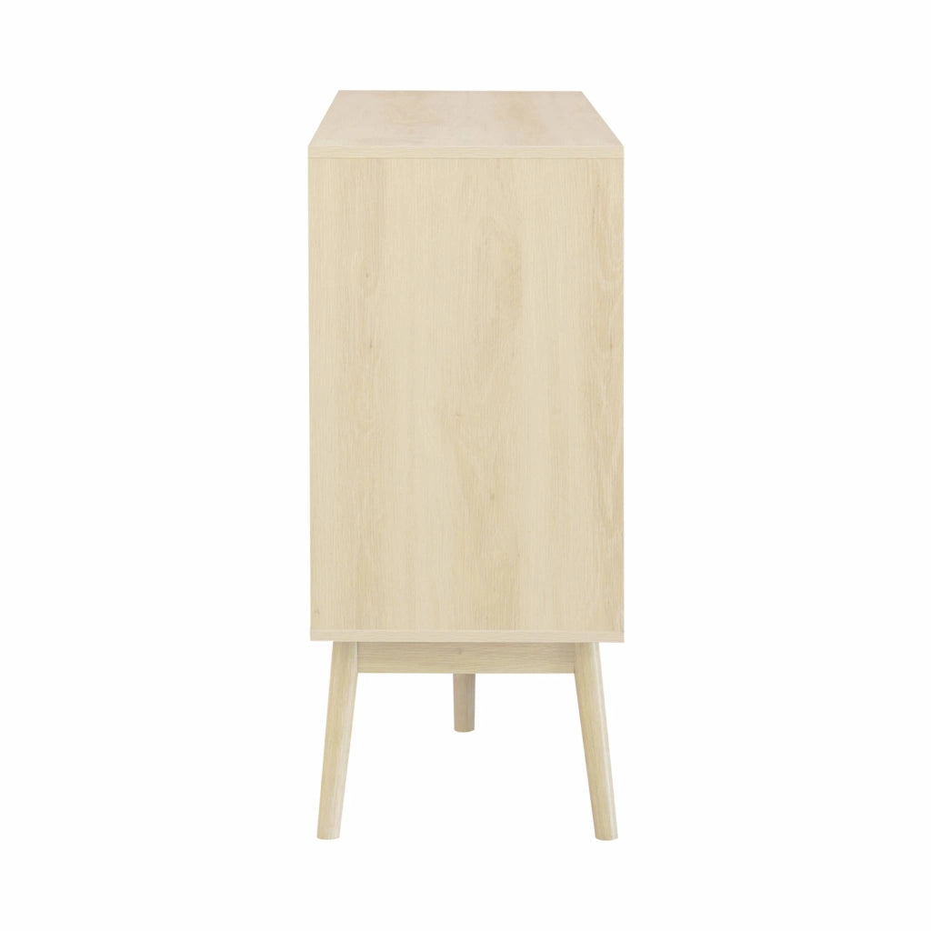 Credenza scandinava a 2 ante effetto legno, 150cm, marrone naturale