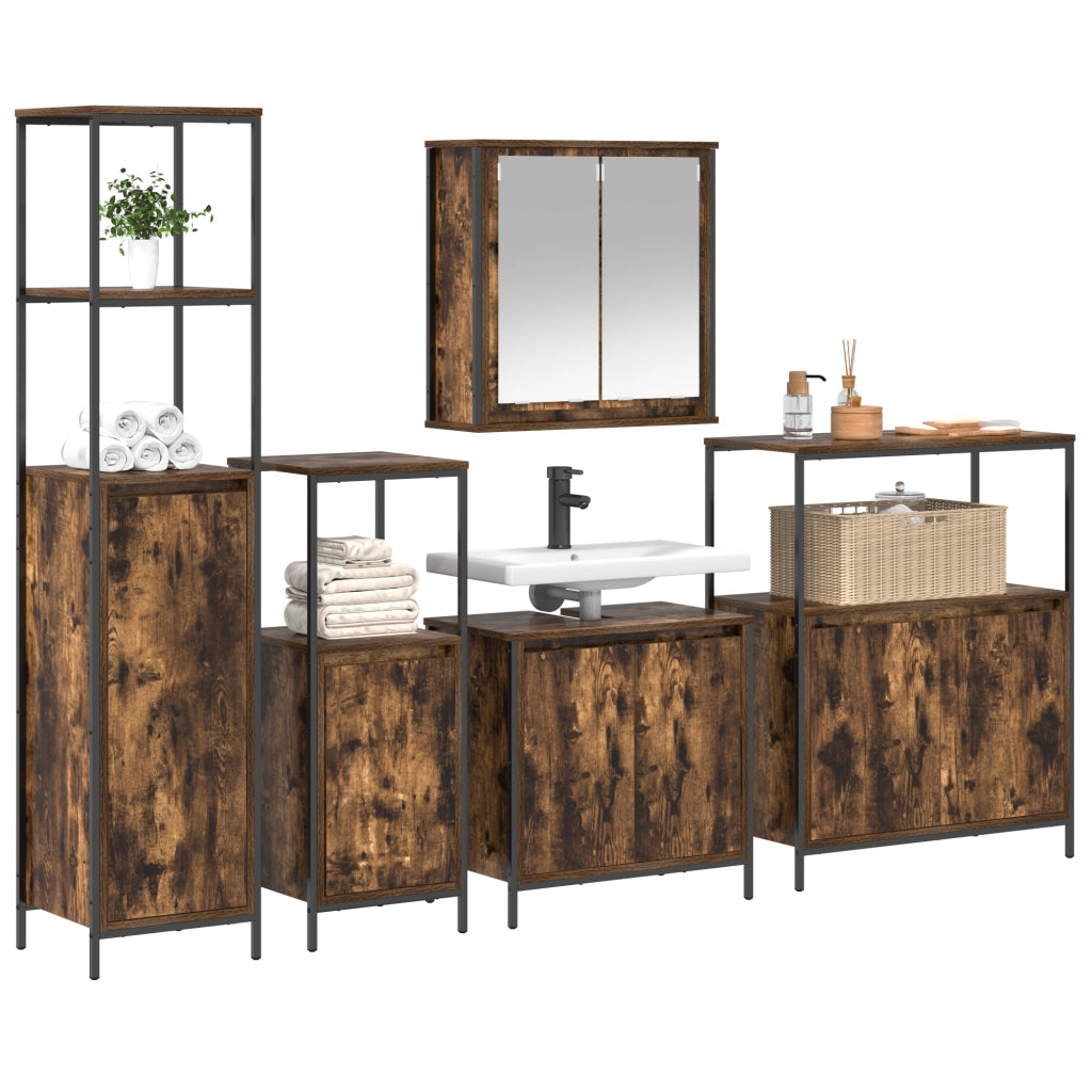 Set di mobili da bagno in rovere affumicato - 5 pezzi