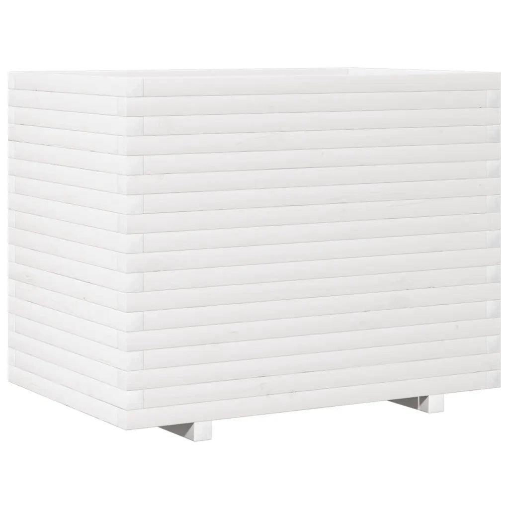 Fioriera da Giardino Bianca 90x60x72 cm Legno Massello di Pino 3282645